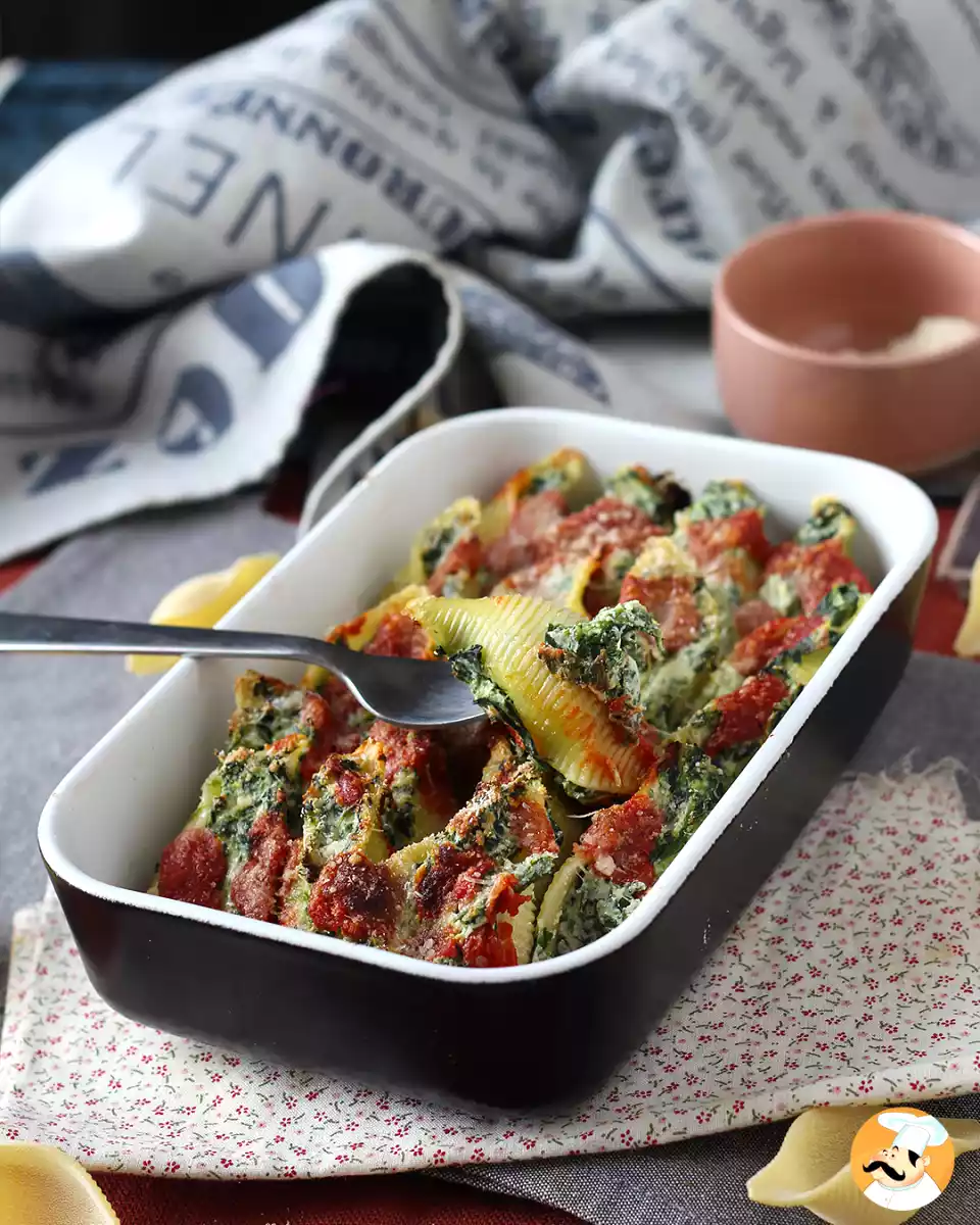 9. Conchiglioni fyldt med ricotta og spinat