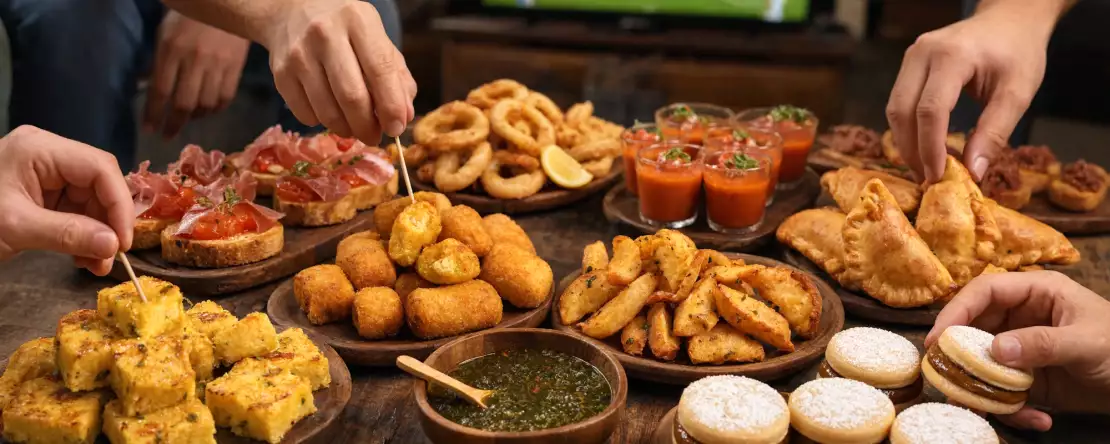 Til finalen mellem Spanien og Argentina kan du forberede en aperitif, der kombinerer fem typiske specialiteter fra hvert land