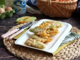 Opskrift Stegte courgetteblomster, opskriften på dej med danskvand