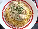 Opskrift Spaghetti med aubergine carbonara