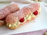 Opskrift Eclairs med pistaciecreme og hindbær