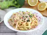 Opskrift One pot pasta - tagliatelle med laks og broccoli