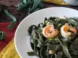 Opskrift Spirulina-pasta med rejer og citron: en næringsrig forret med en unik smag