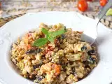Opskrift Cremet spelt-salat med courgetter, auberginer og cherrytomater