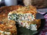 Opskrift Quiche uden dej med laks, spinat og hytteost