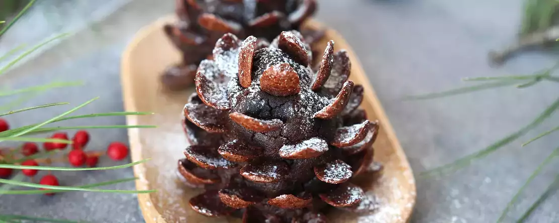 Forvandl din brownie til en chokoladepinecone!