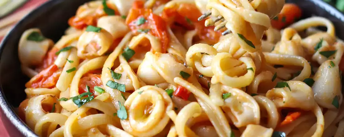 Pasta med frosne blæksprutter og cherrytomater: enkel og velsmagende opskrift