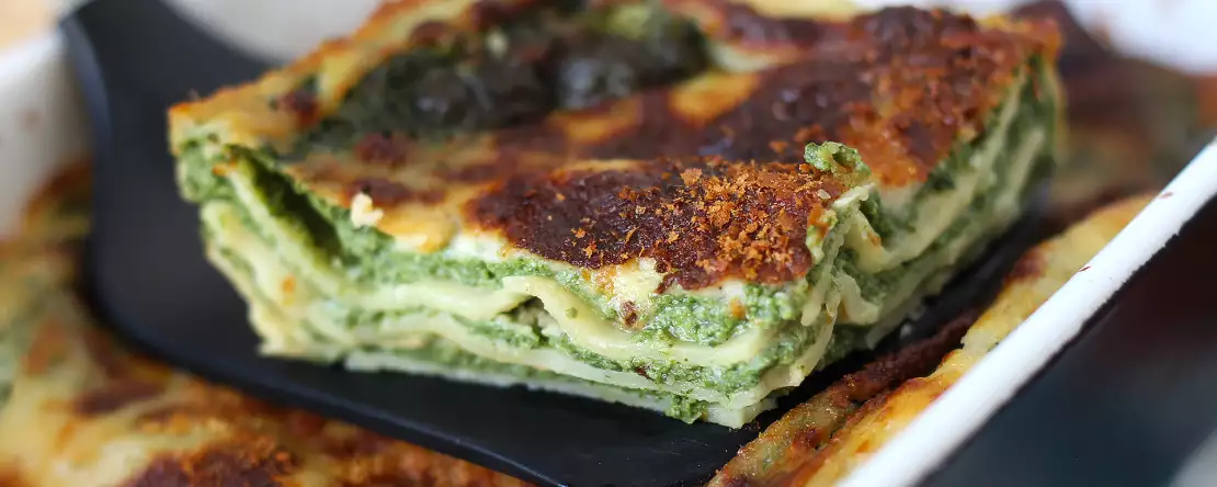 Vegetarisk lasagne med spinat og tofu i airfryer