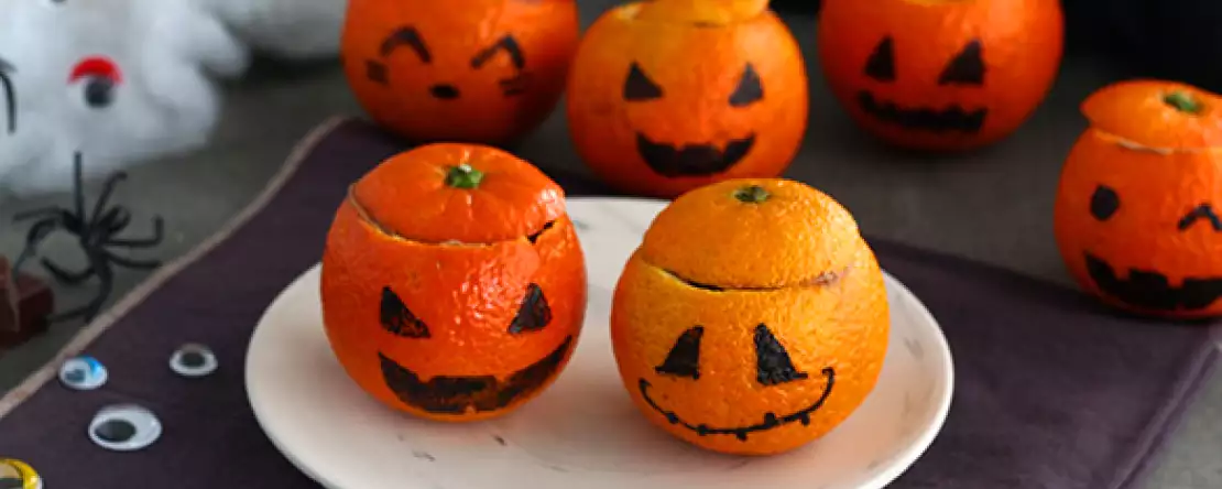 Halloween-klementiner og chokolademousse