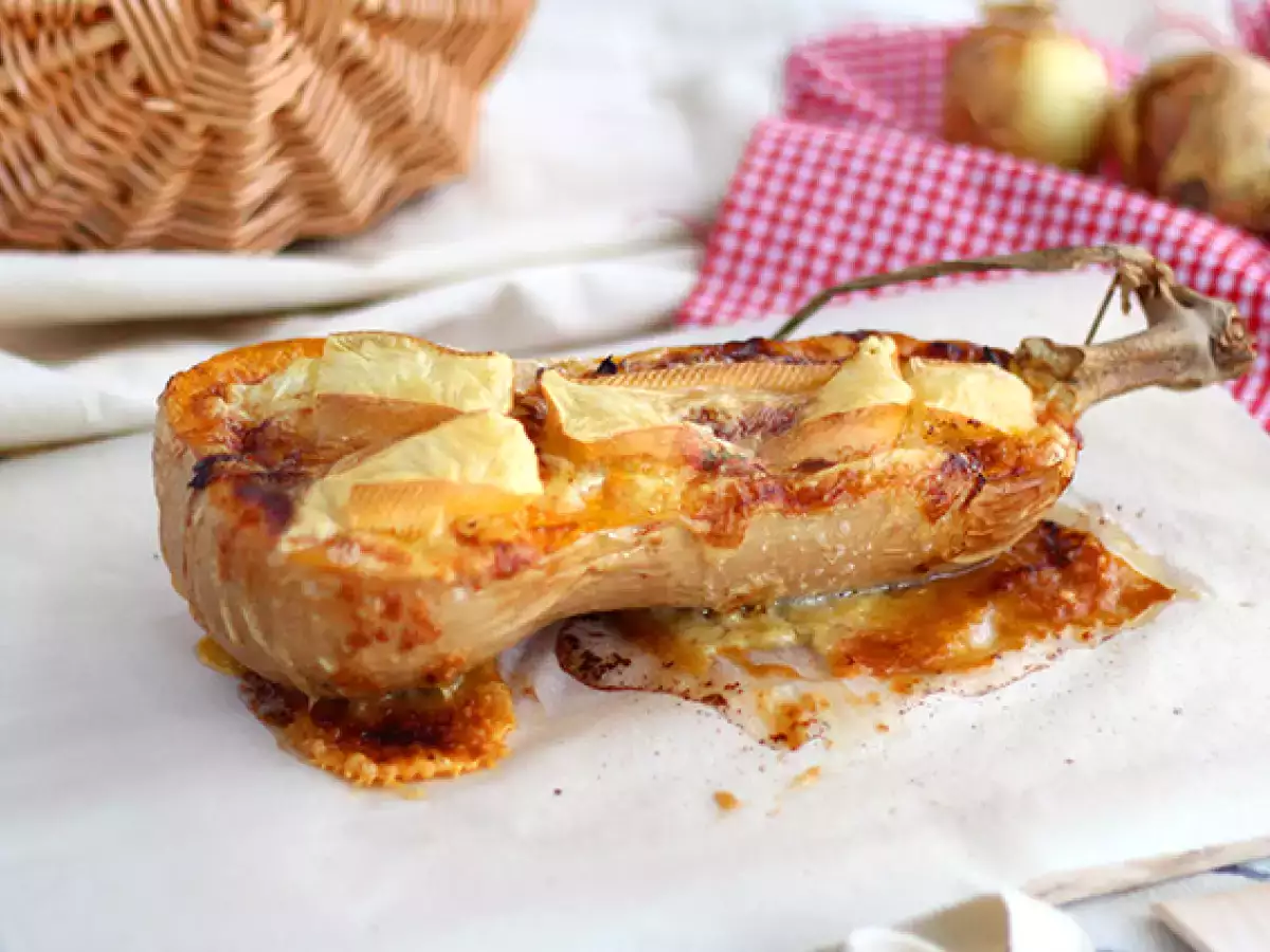 Opskrift Courgiflette - butternut squash i tartiflette-stil