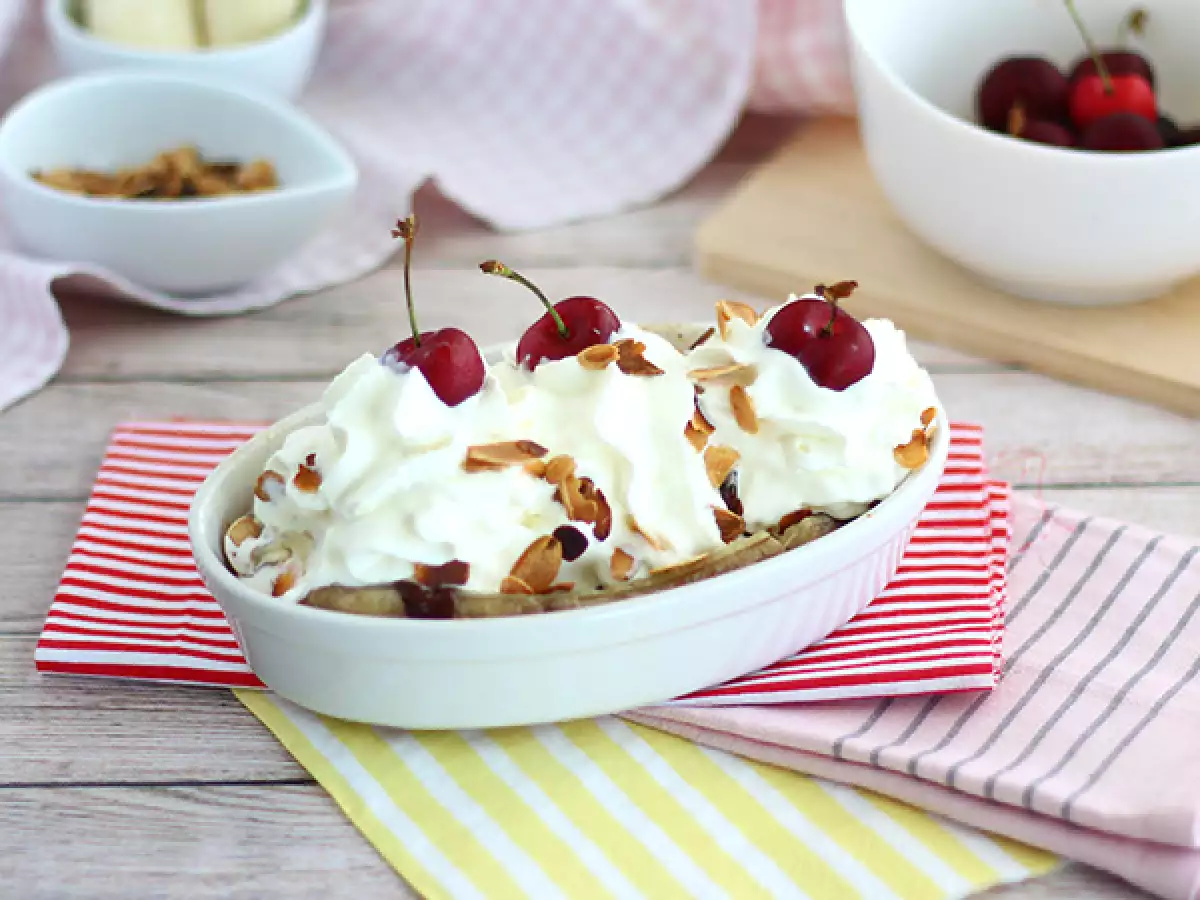 Opskrift Banana split, den berømte frosne dessert