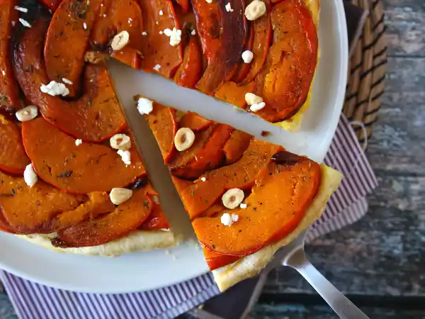 Opskrift Tatin af græskar med gedeost og honning