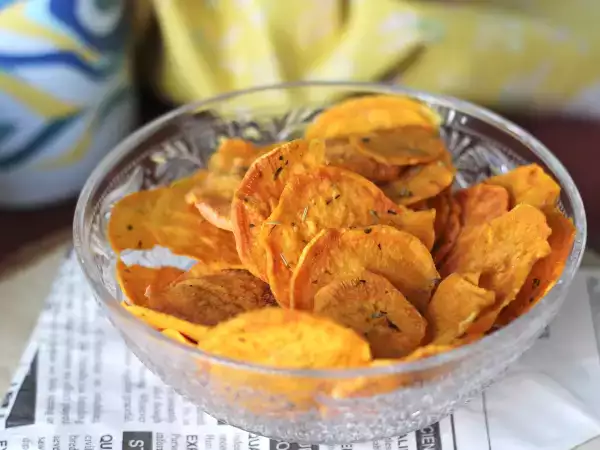Opskrift Søde kartoffelchips i mikroovn