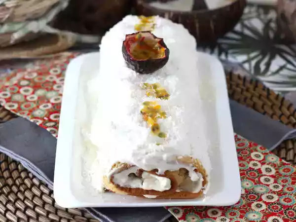 Opskrift Rulle med kokos og passionsfrugt, perfekt som julekage