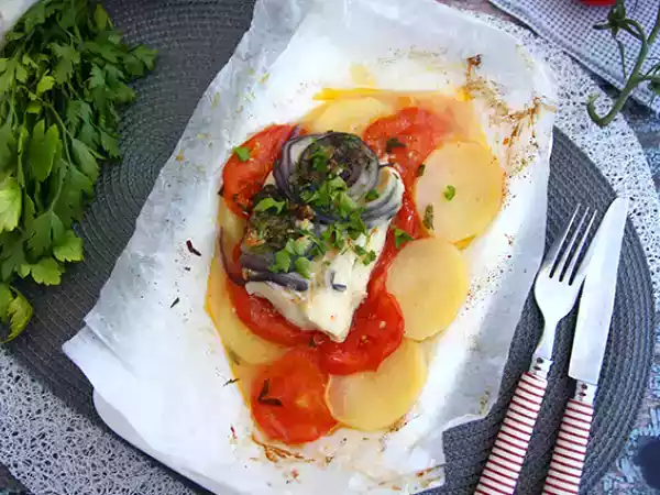 Opskrift Papillote af torsk