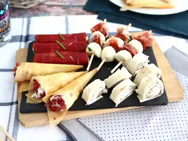 Opskrift Kvartet af aperitiffer med tørret kød