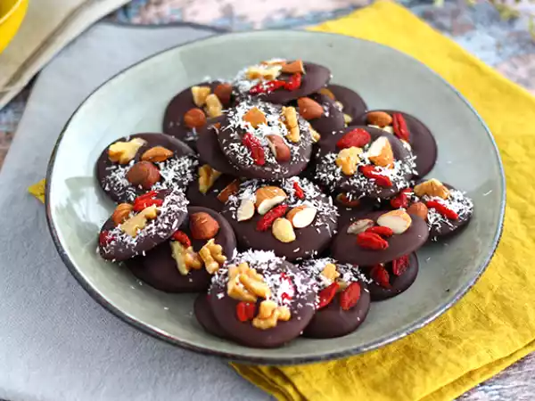 Opskrift Tiggere, chokolade med tørret frugt