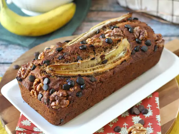 Opskrift Vegansk bananbrød med miso, valnødder og mørk chokolade