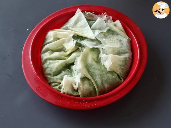 Spanakopita, den supernemme græske tærte med spinat og fetaost - Forberedelse trin 7