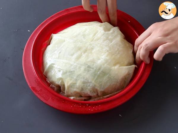 Spanakopita, den supernemme græske tærte med spinat og fetaost - Forberedelse trin 8