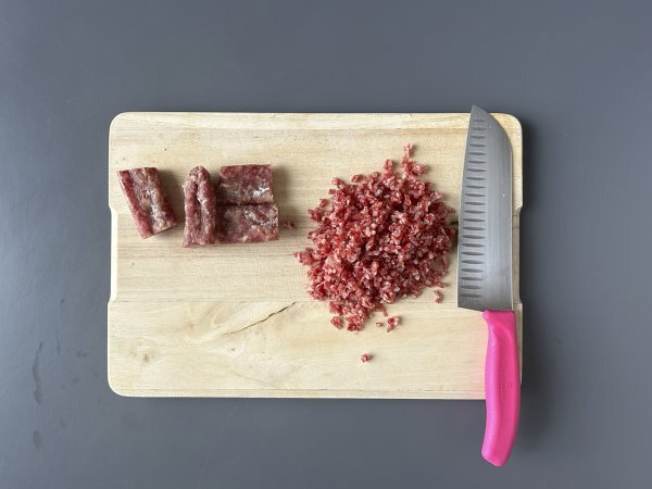 Tartar de fuet: en hurtig version af den klassiske bøftatar - Forberedelse trin 1
