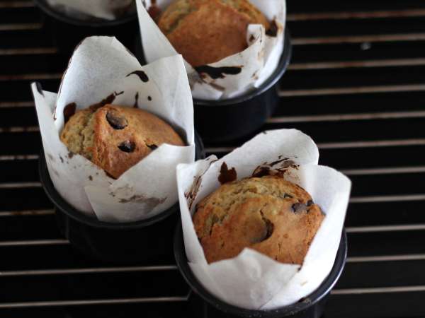 Ekstra gourmetmuffins med banan og chokoladestykker - Forberedelse trin 11
