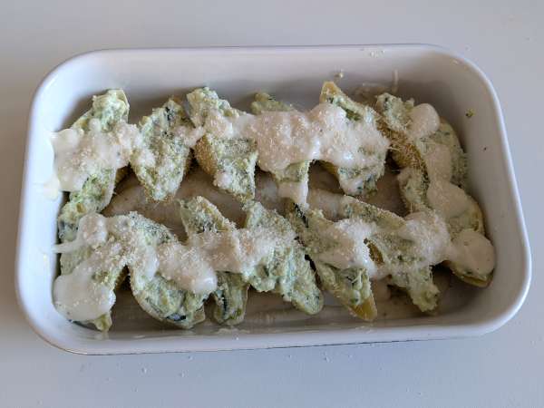 Conchiglioni fyldt med ricotta, courgetter og citron: cremet og gratineret i ovnen - Forberedelse trin 8