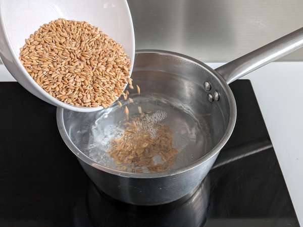 Cremet spelt-salat med courgetter, auberginer og cherrytomater - Forberedelse trin 1