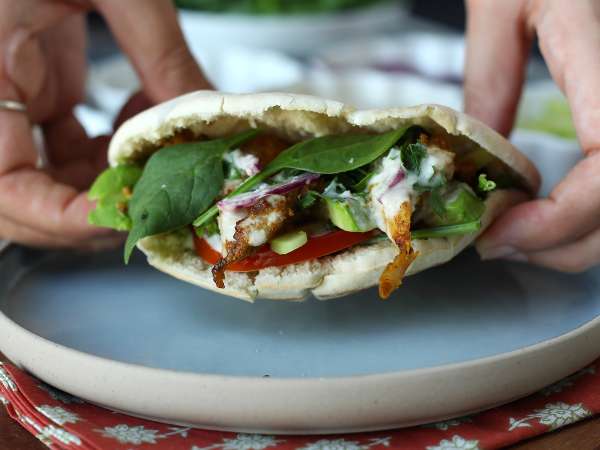 Kyllingeshawarma i luftfritøren, pitabrød og tahinisauce - Forberedelse trin 8