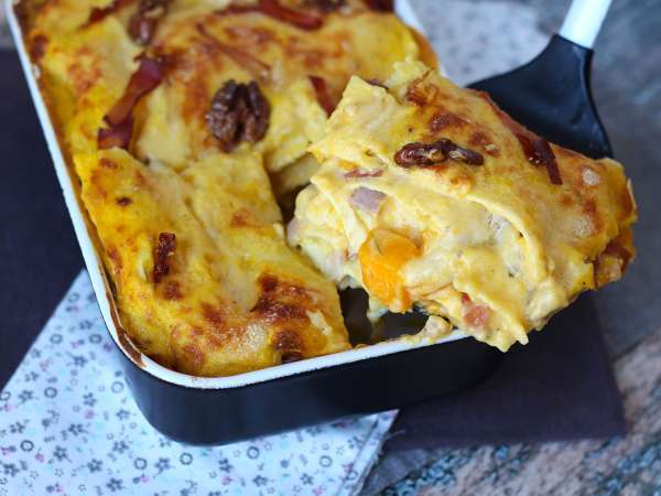 Lasagne med græskar, speck og cremede, sprøde valnødder - Forberedelse trin 10