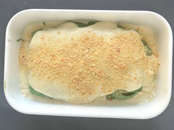 Vegetarisk lasagne med spinat og tofu i airfryer - Forberedelse trin 8