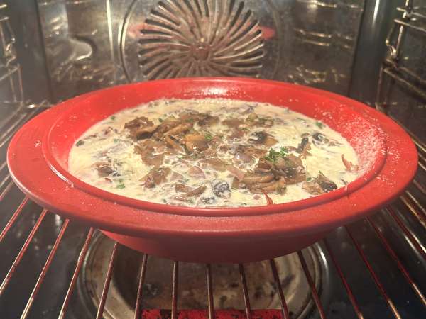 Quiche uden bund med svampe, bacon og hytteost - Forberedelse trin 8