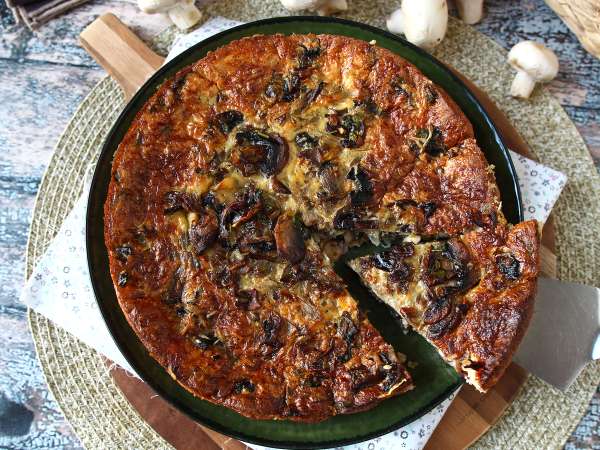 Quiche uden bund med svampe, bacon og hytteost - Forberedelse trin 9