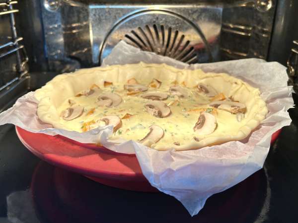 Quiche med svampe og hokkaidogræskar - Forberedelse trin 9