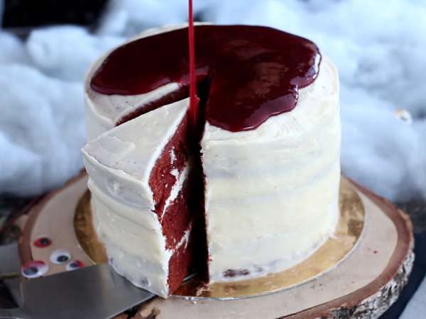 Red Velvet-kage til Halloween! - Forberedelse trin 13