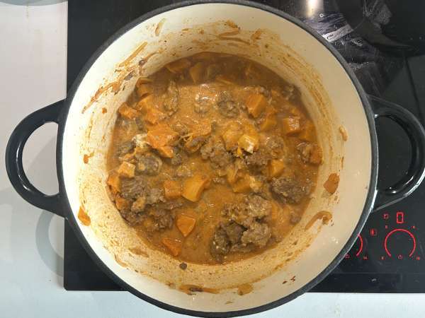 One-pot-ret med græskar og hakket kød: cremet og varmende - Forberedelse trin 5