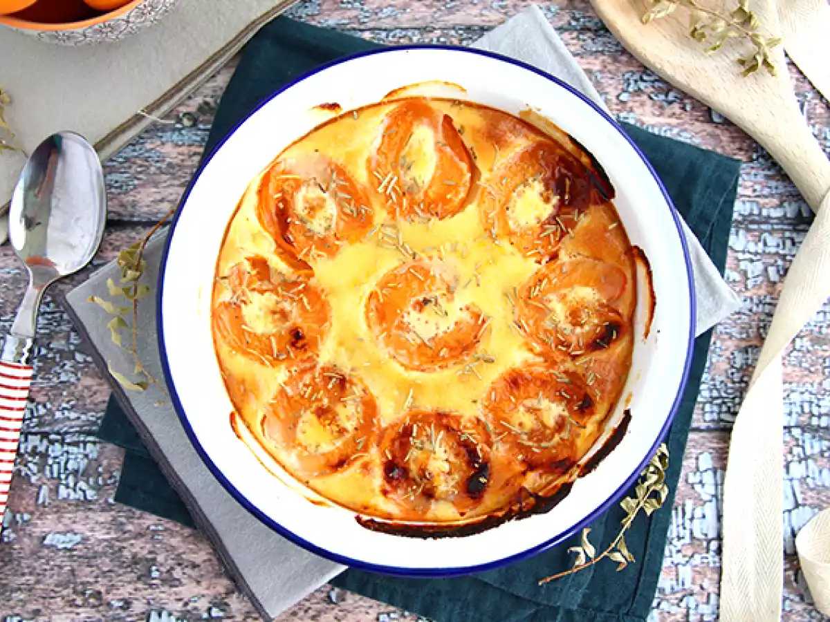 Abrikos- og kokosgratin