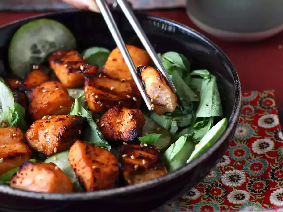 Air fryer-laksbidder med asiatisk marinade - foto 2