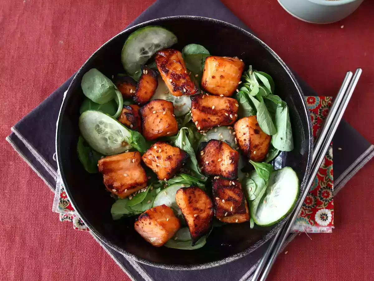 Air fryer-laksbidder med asiatisk marinade - foto 3