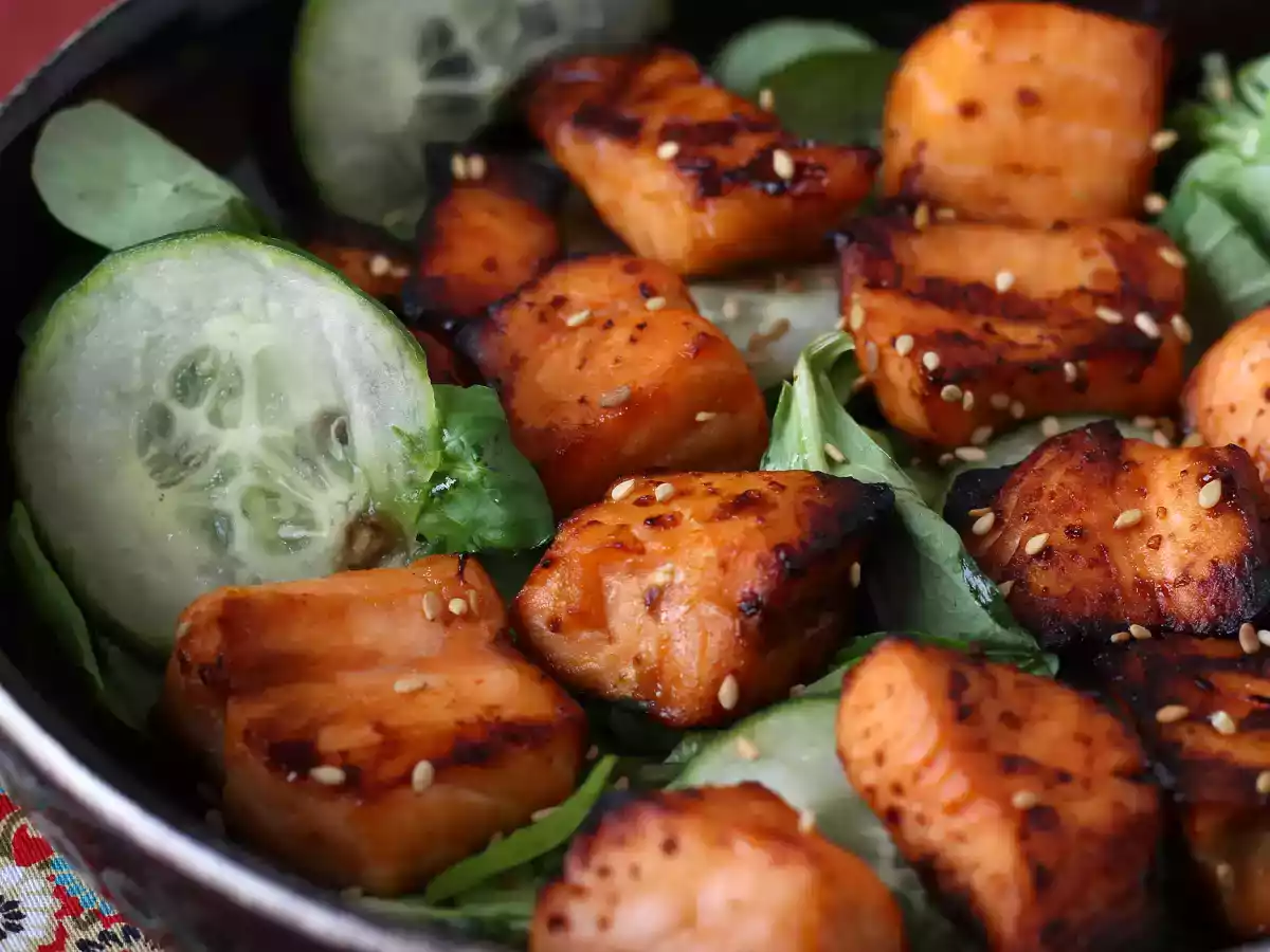 Air fryer-laksbidder med asiatisk marinade - foto 6