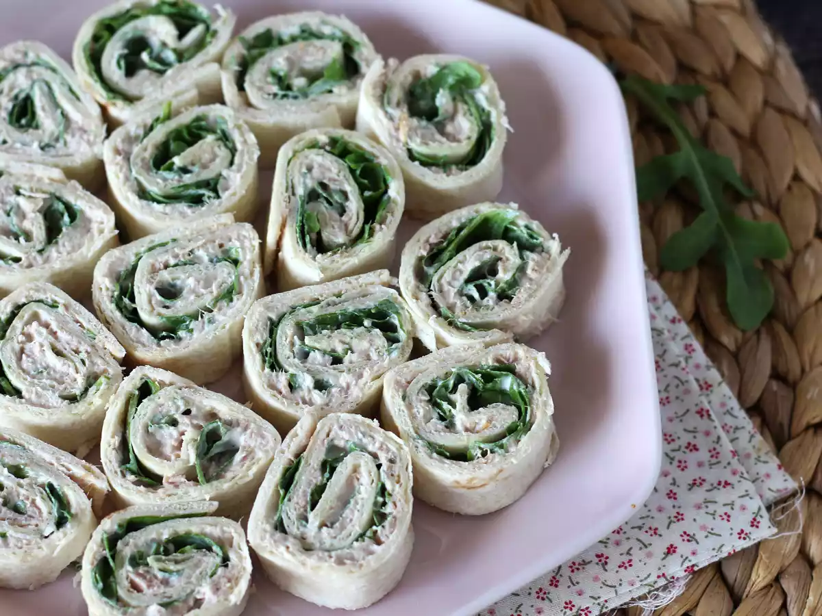 Aperitif-wraps med tortillas, tun og fromage frais