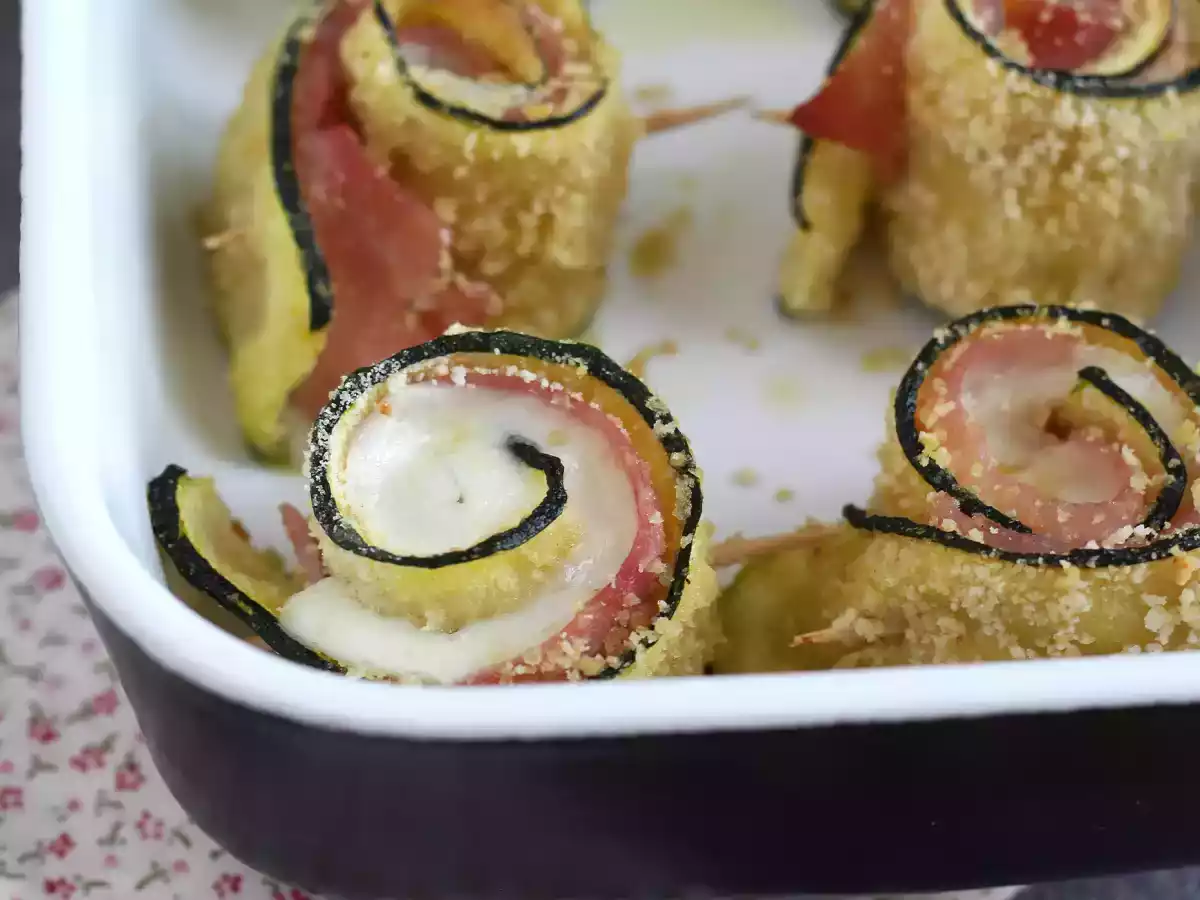 Bagte courgetteruller med skinke og scamorza-ost - foto 2
