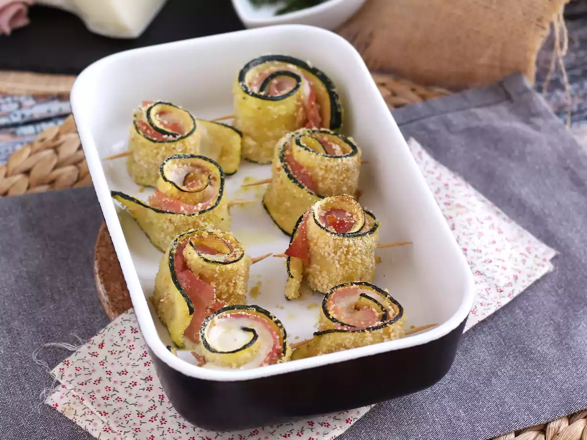 Bagte courgetteruller med skinke og scamorza-ost - foto 3