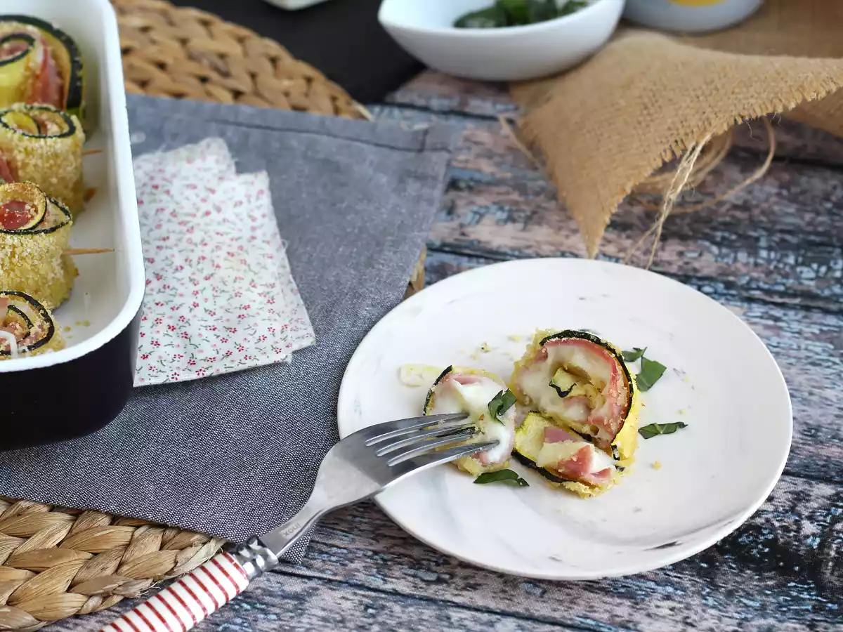 Bagte courgetteruller med skinke og scamorza-ost - foto 4