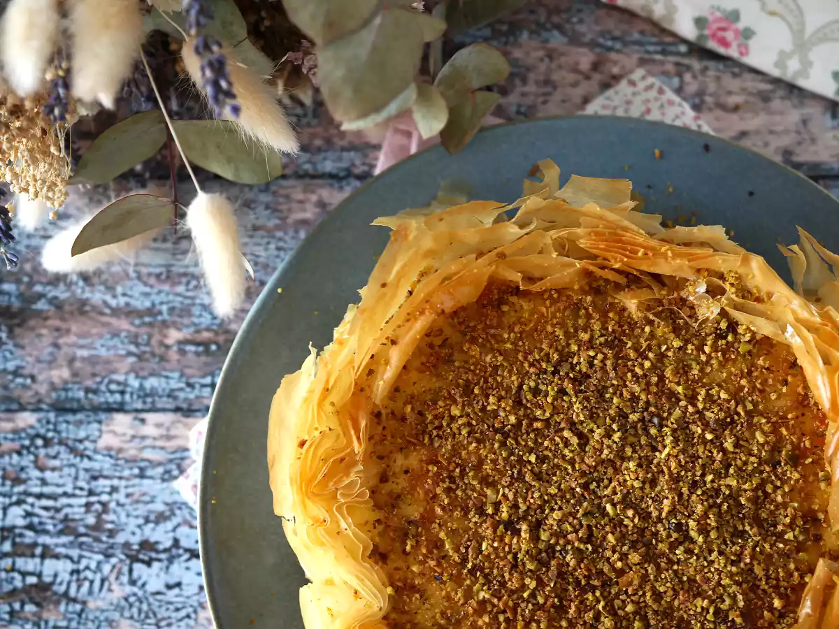 Baklava-agtig cheesecake med pistacie, sprød og smeltende - foto 4