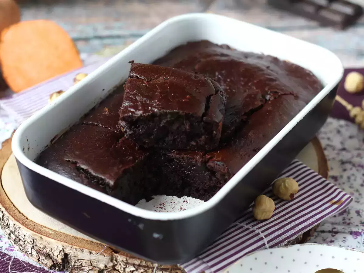 Brownie med sød kartoffel uden smør eller olie