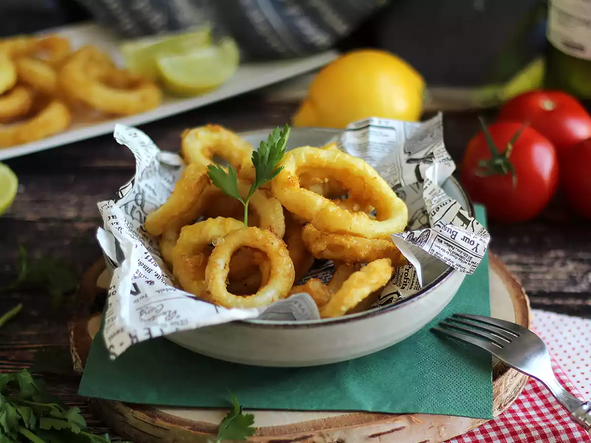 Calamares a la romana - panerede blæksprutter i dej - foto 4