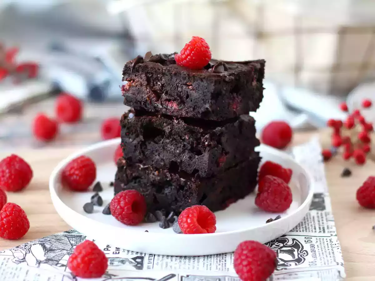 Chokolade-hindbær-brownie, ren forkælelse!
