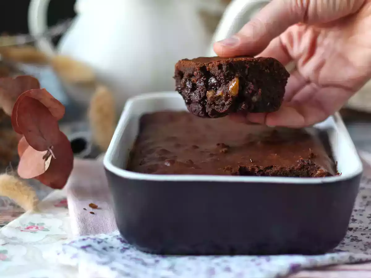 Chokolade- og valnøddebrownie på Air fryer