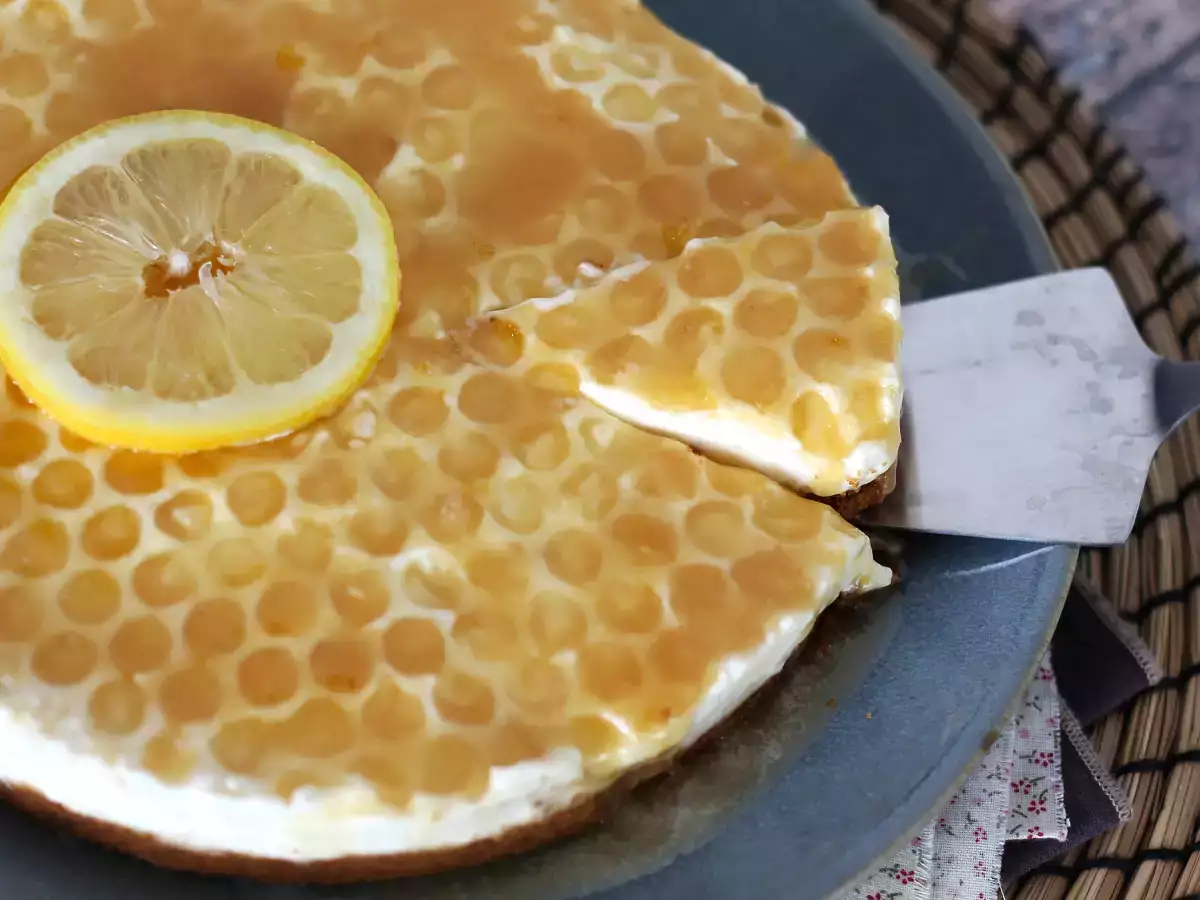 Citron- og honningcheesecake uden bagning (guide til kagedekoration) - foto 5